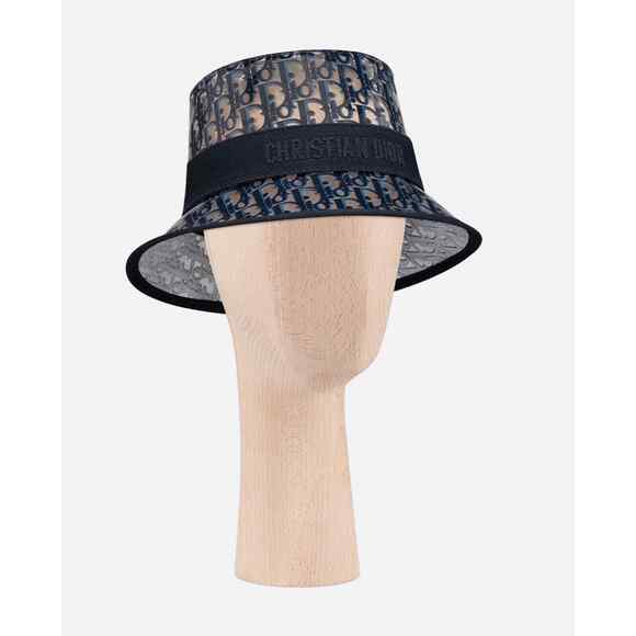 Dior French Small Brim Blue Oblique Logo PVC Transparent Clear Sun Bucket Hat 58 main image 11